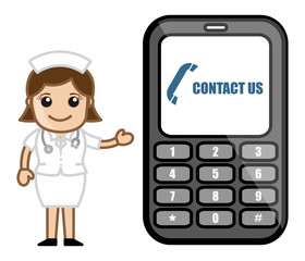 Contact Us via Phone - Medical Cartoon Vector Character