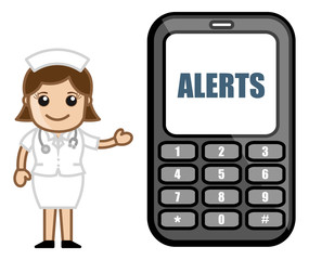 Subscribe to SMS Alerts - Medical Cartoon Vector Character