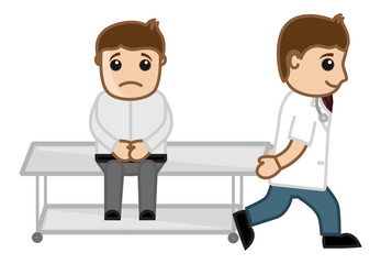 Stomach Pain - Tests - Medical Cartoon Vector Character