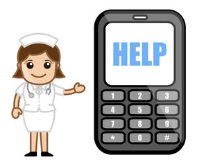 Helpline Phone Number - Medical Cartoon Vector Character