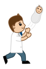 Happy Doctor Playing with New Born Baby