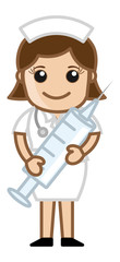 Cute Cartoon Nurse with Syringe