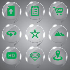 Glass icons vector icon set icons web collection Illustration
