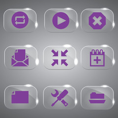 Glass icons vector icon set icons web collection Illustration