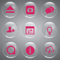 Glass icons vector icon set icons web collection Illustration