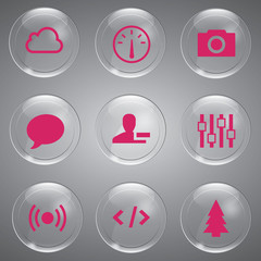 Glass icons vector icon set icons web collection Illustration