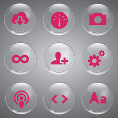 Glass icons vector icon set icons web collection Illustration