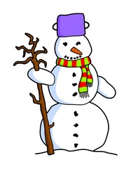 colorful cartoon snowman