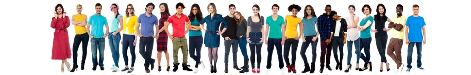 Obraz premium Collage of casual young cheerful people