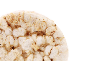 Puffed rice snack in closeup.