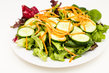 Salad of Cucumber and Carrots on Field Greens