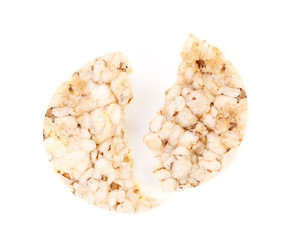 Puffed rice snack.white background.