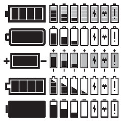 Vector black  battery  icons set