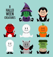 Halloween Creatures Retro
