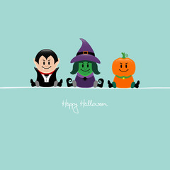 Halloween Vampire, Witch & Pumpkin Retro