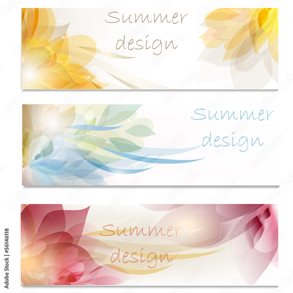 Fototapete Brochure vector set in floral style