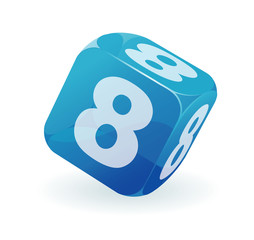 Glossy cubic figures. Digit 8. Vector.