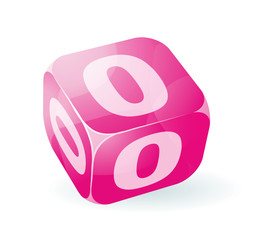 Glossy cubic figures. Digit 0. Vector.