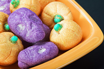 candy skull and pumpkin souffle of a holiday Halloween