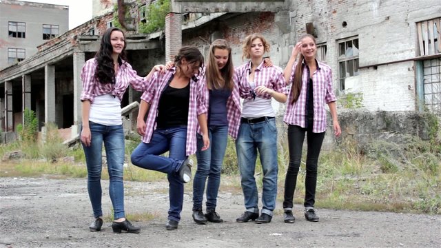 young beautiful girls dance tap