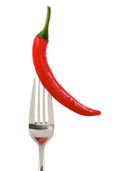 Fototapeta na wymiar Fork with a chili pepper