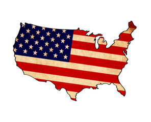 USA map on USA flag drawing