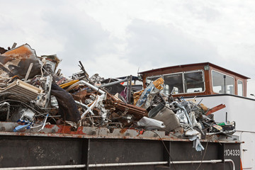 Container ship filled with scrap.