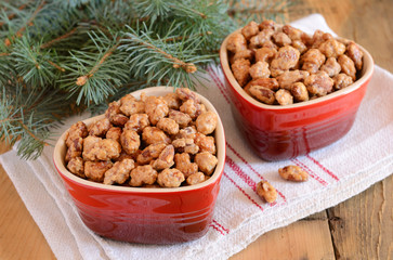 Sugared almonds and Christmas tree branches