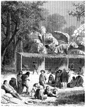 White Men visiting Brasilian Indians