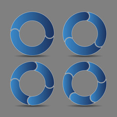 Four abstract arrows in blue tone