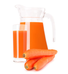 Carrot vegetable juice in glass jug