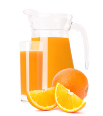 Orange fruit juice in glass jug