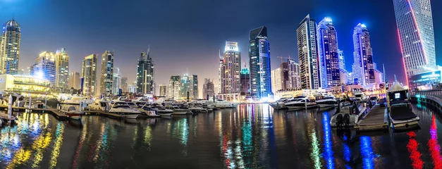 Zelfklevend Fotobehang Dubai Marina stadsgezicht, Verenigde Arabische Emiraten © Sergii Figurnyi