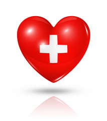 Obraz premium Love Switzerland, heart flag icon