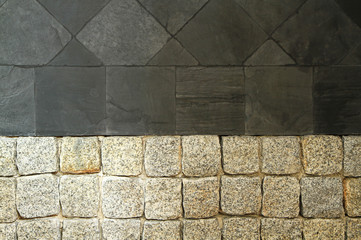 Natural black slate stone tile texture or background