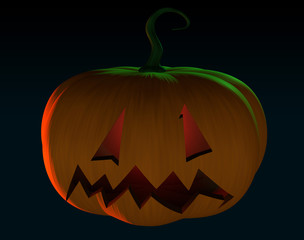 Halloween scary cartoon pumpkin trick or treat in black backgrou