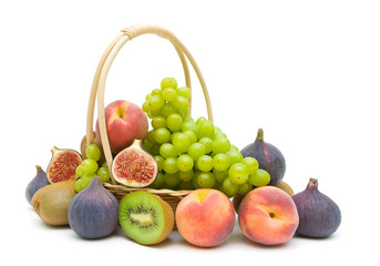 assorted fresh fruit on a white background