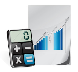 calculator and business graph illustration
