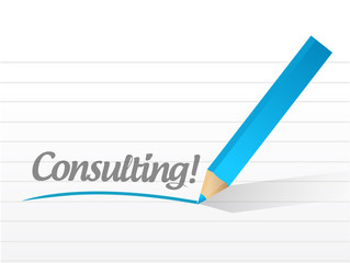 consulting written on a white paper. illustration