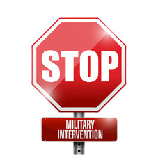 stop military intervention road sign