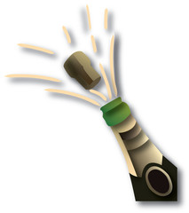 green champagne bottle