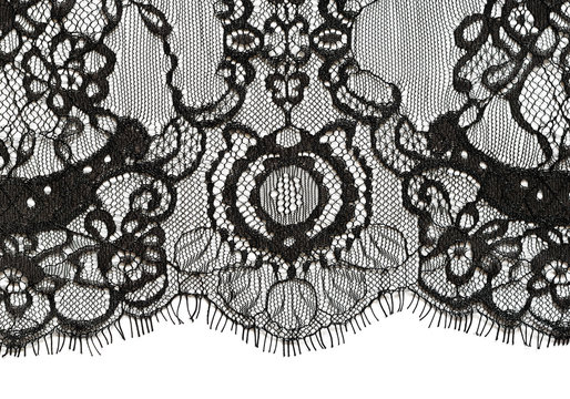 Black lace edge on white background