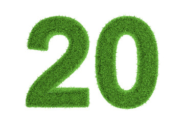 Number 20 with a green grass texture