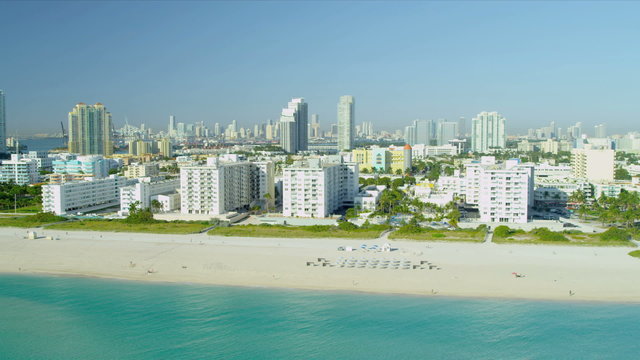 Aerial view Art Deco hotels, Miami