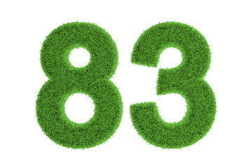 Number 83 with a green grass texture