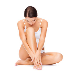 Obraz premium beautiful woman in white cotton underwear