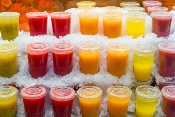 Fresh juices at a market in Barcelona