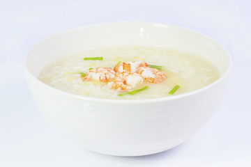 Rice soup with shrimp