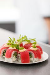 sushi in the restaurant