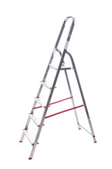 Aluminum ladder isolated on white background
